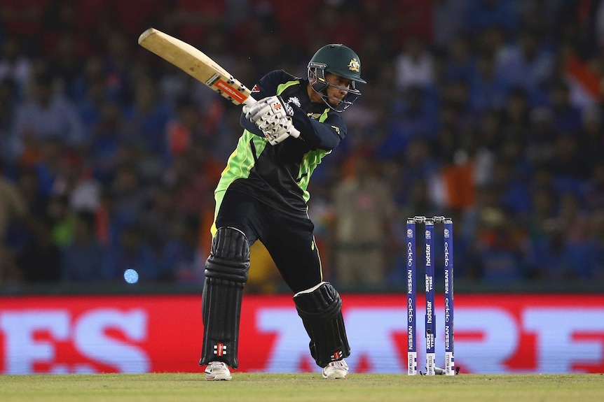 Usman Khawaja bats against India in the World Twenty20