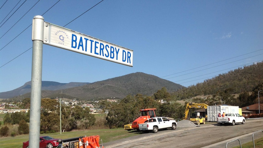 Glenorchy Council worksite in southern Tasmania where a man's legs were crushed in an accident.