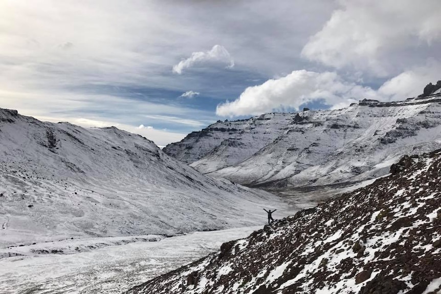 Lucy Barnard at a Patagonian glacier.