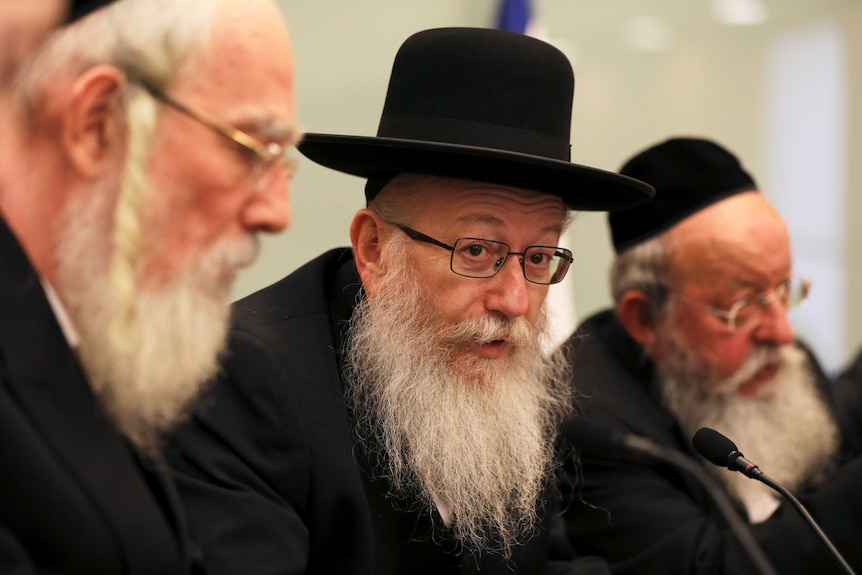 Yaakov Litzman attends a meeting at Israel's parliament in Israel.