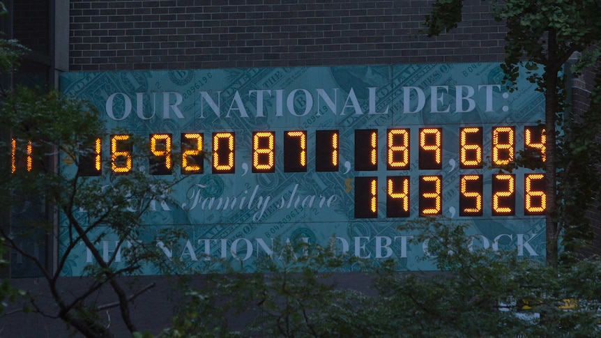The US national debt clock in New York