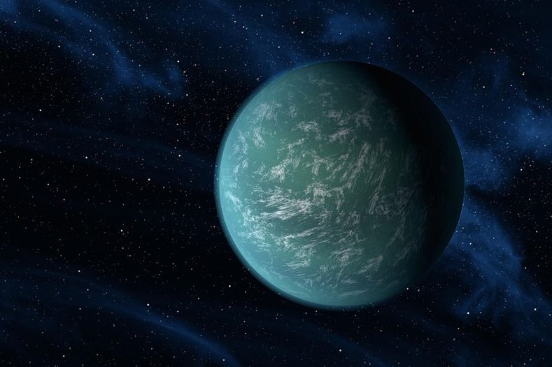 Artists impression of a potentially habitable exoplanet.