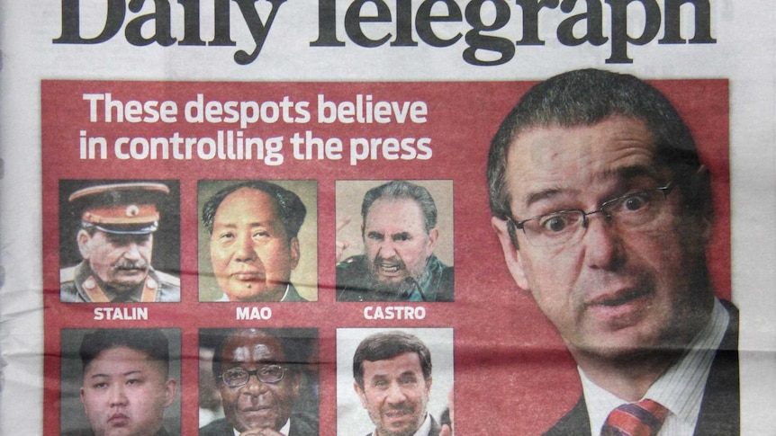 The Daily Telegraph compares Stephen Conroy to various despots.