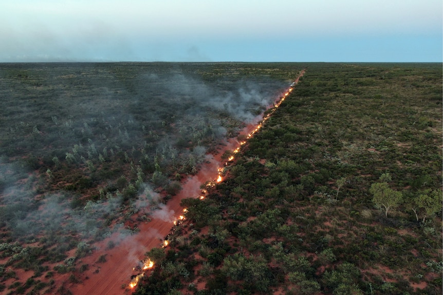 Kajarri rangers burning at night aerial