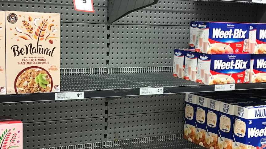 Empty Woolworths shelves