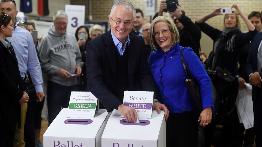 Malcolm and Lucy Turnbull vote