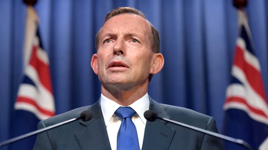 Prime Minister Tony Abbott gives the National Security Statement at AFP headquarters.