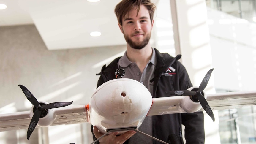 UWA student Tom Maclaurin with his drone