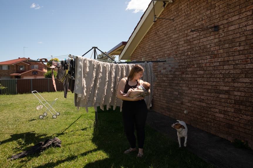 Sarah at washing line