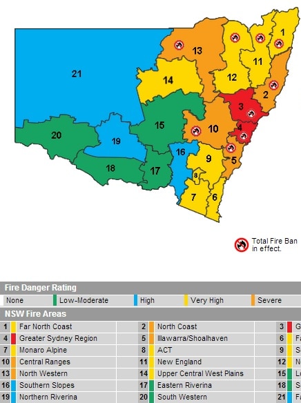 NSW fire map Oct 13