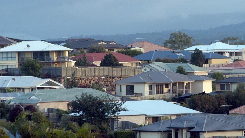 House roofs in Australian suburbia