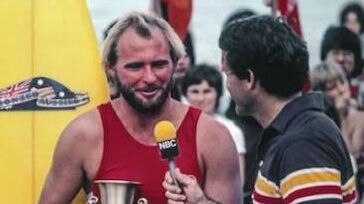 Ian "Kanga" Cairns grins after winning a Hawaiian surfing tournament in 1980