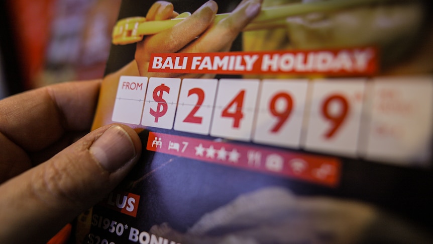 Travel brochure for a Bali family holiday which reads 'from $2,499'. 
