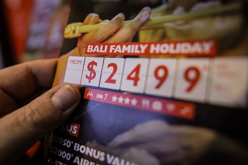 Travel brochure for a Bali family holiday which reads 'from $2,499'. 
