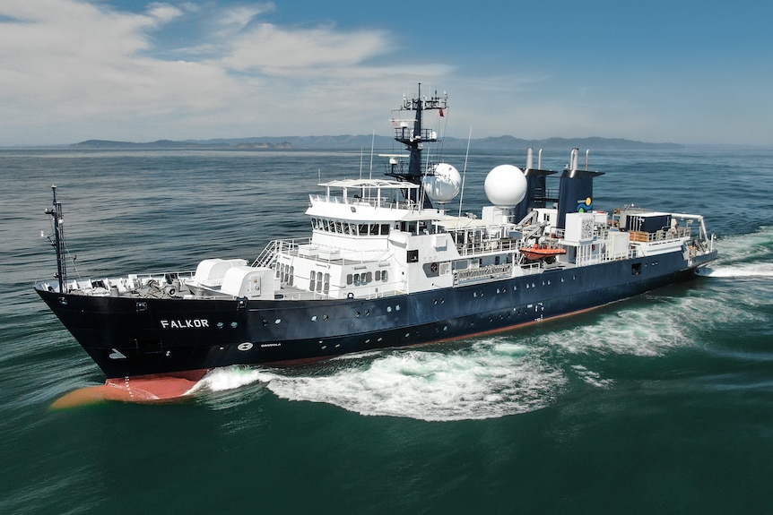 Schmidt Ocean Institute's R/V Falkor ship out on the ocean.