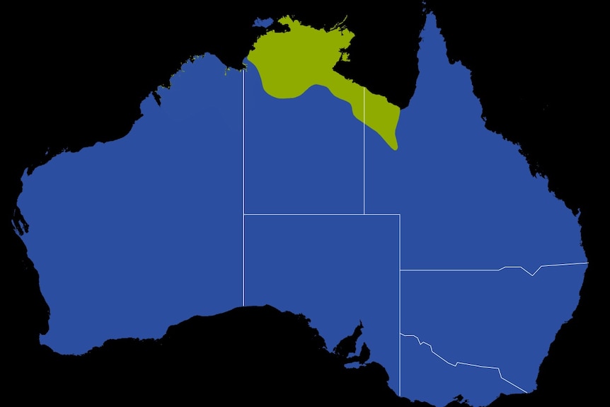 Map of Australia marking out areas of the Top End and north-west Queensland.