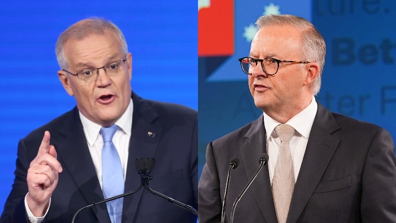 Morrison and Albanese speak at their respective campaign launches.
