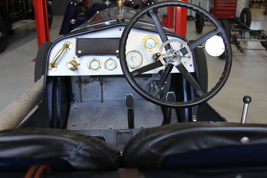 The inside of the Delage.