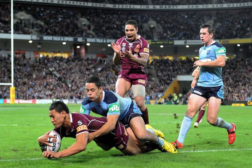 Queensland's Israel Folau scores his second try during State of Origin II