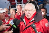 Bob Oatley in Hobart after winning the 2010 Sydney to Hobart race with Wild Oats XI.