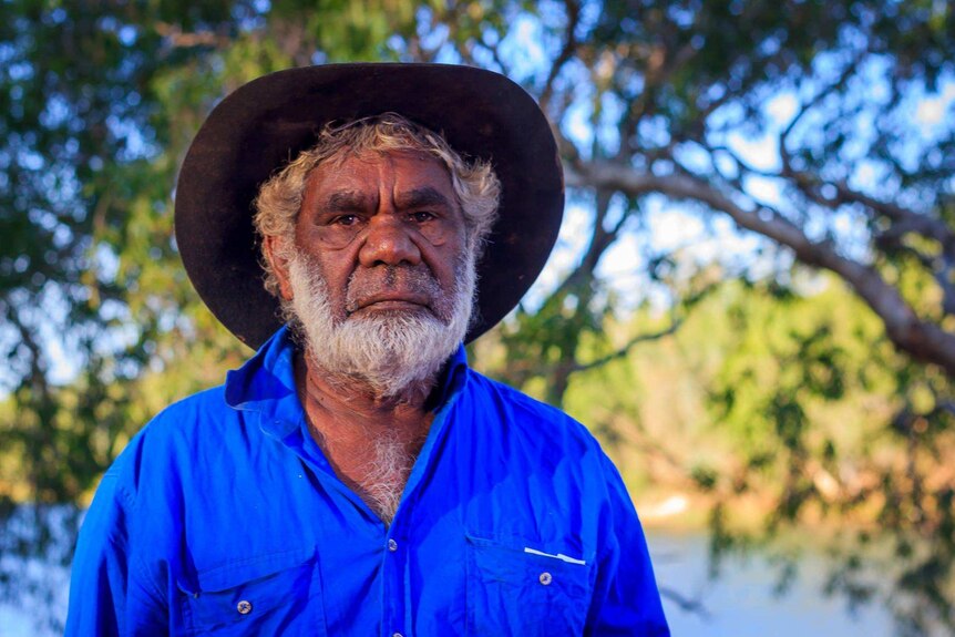 Jack Green, Garawa Gudanji Traditional Owner, on the banks of the McArthur river