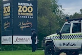 A police car outside National Zoo and Aquarium.