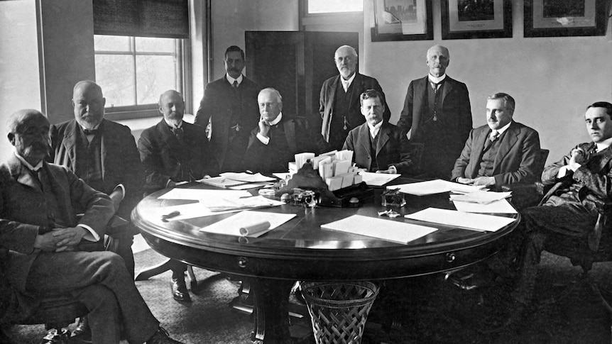 The Cabinet of Joseph Cook's Government sitting in Melbourne, 1913.