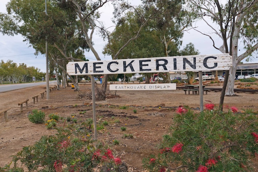 A sign reads Meckering earthquake display