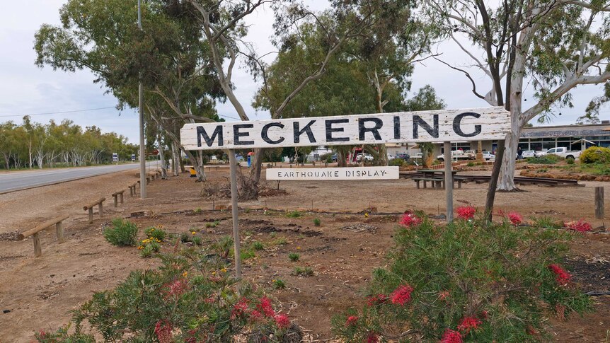 A sign reads Meckering earthquake display