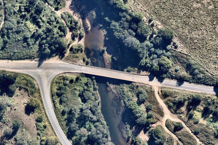 A bridge in the Queensland town of Gympie is seen from above.
