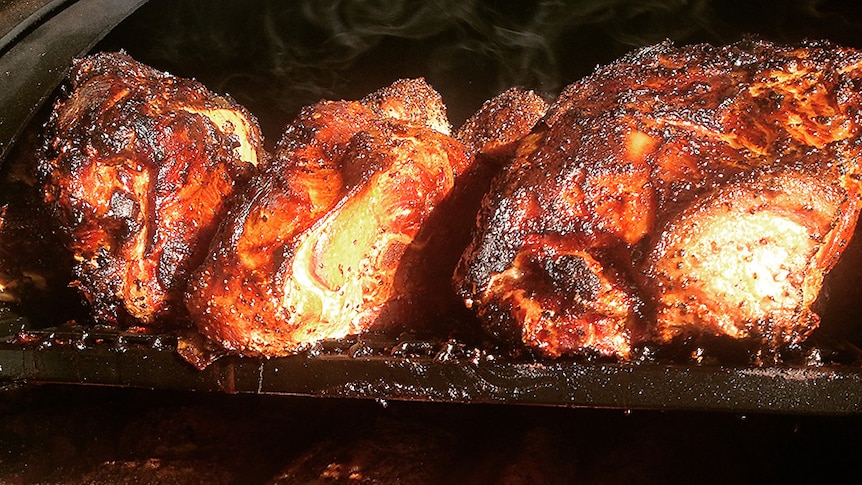 Rack of cooked Brahman humps after 10 hours in the BBQ