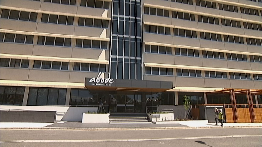 Abode Hotel in Woden was repurposed from an old office building.