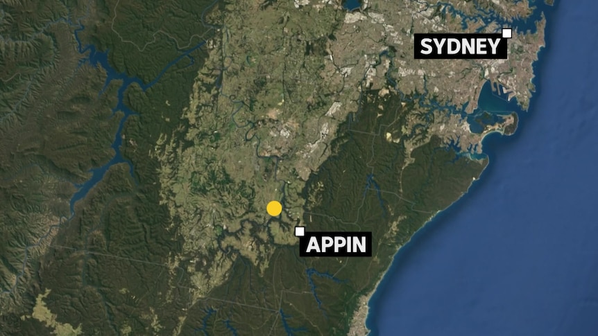 a map with a dot near a town called appin denoting where an earthquake struck