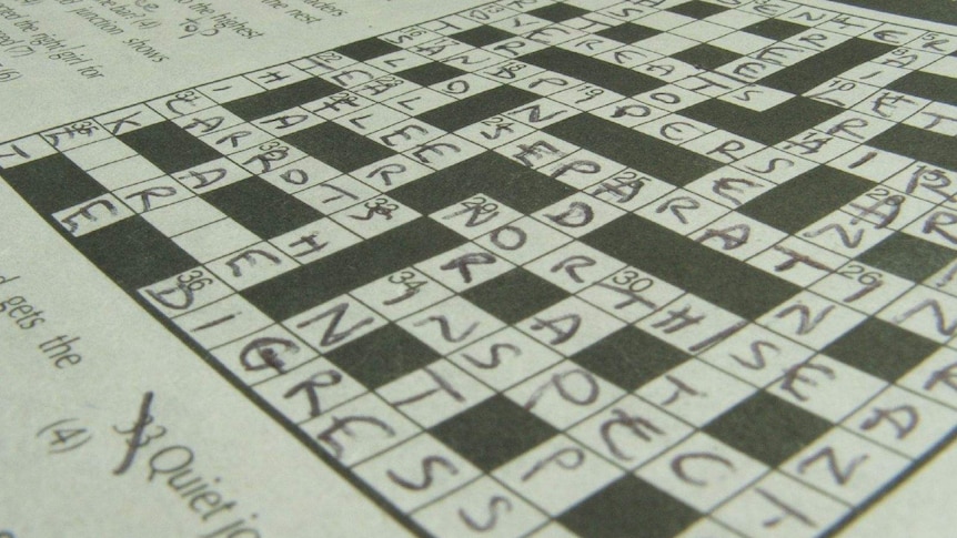 A crossword puzzle partially filled out.