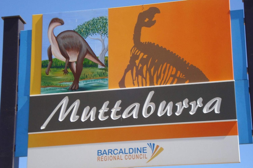 Muttaburra town sign, north of Longreach in central-west Qld.