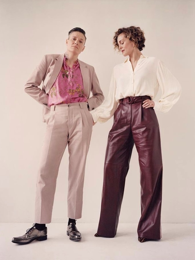 Model Casey Legler and wife Siri May pose for a photo.