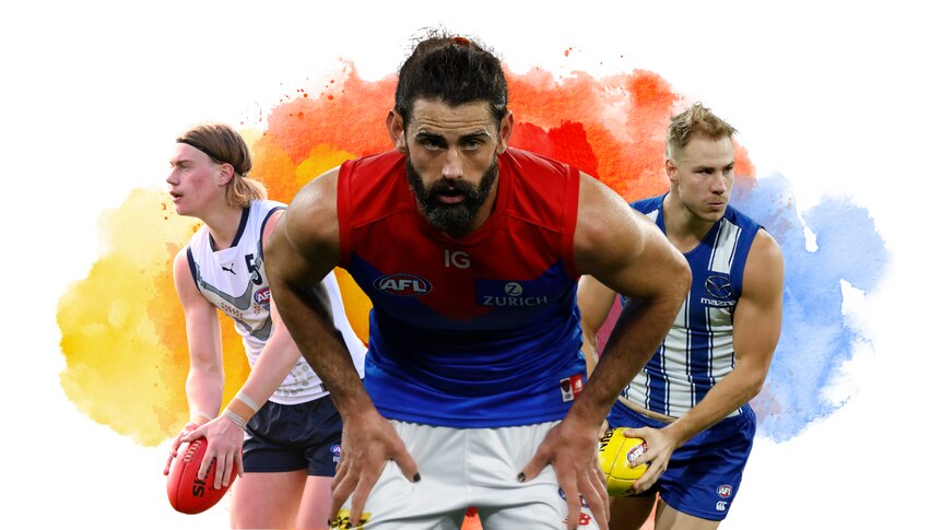 A graphic showing three AFL players.