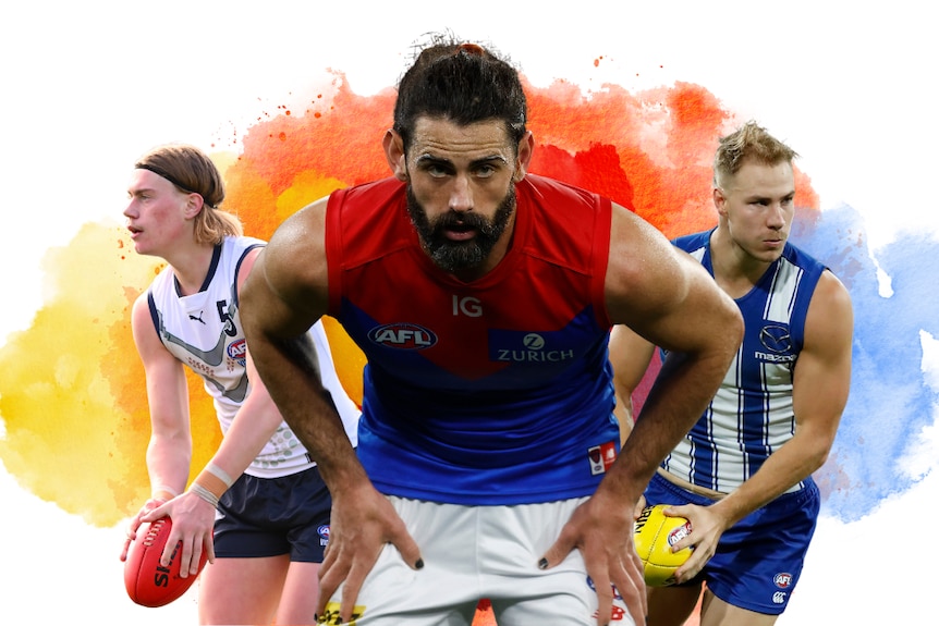 A graphic showing three AFL players.