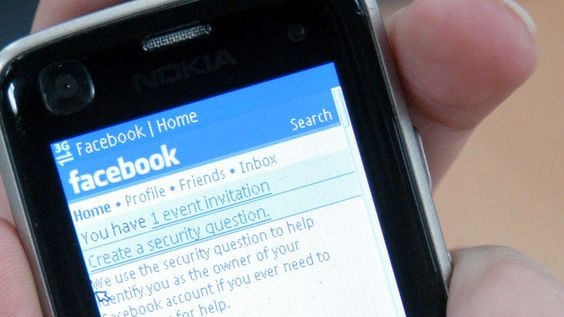 The Facebook home page on a mobile phone