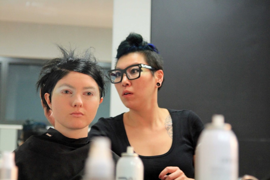 Model Amanda Devlin and hairdresser Gia Sung