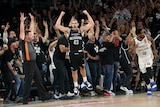 Melbourne United's Chris Goulding reacts to three-pointer against Adelaide in NBL finals game five.