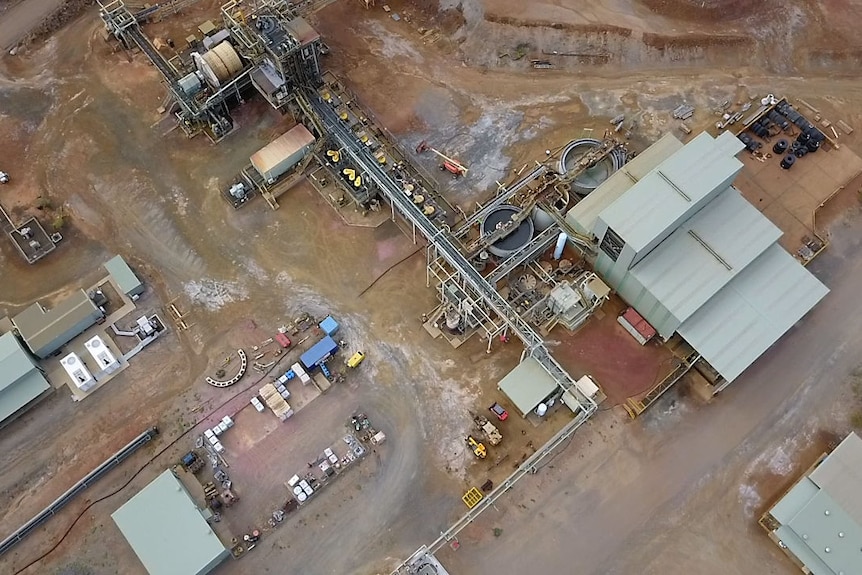 Aerial view of mining processing plant