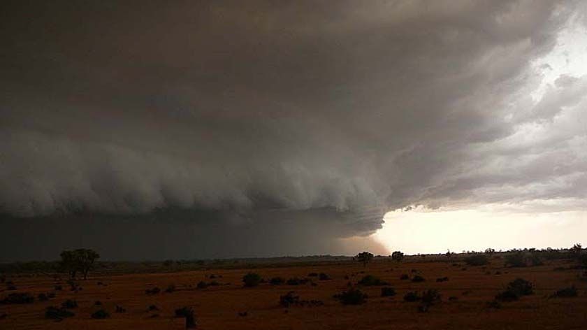 Storm clouds roll across the outback