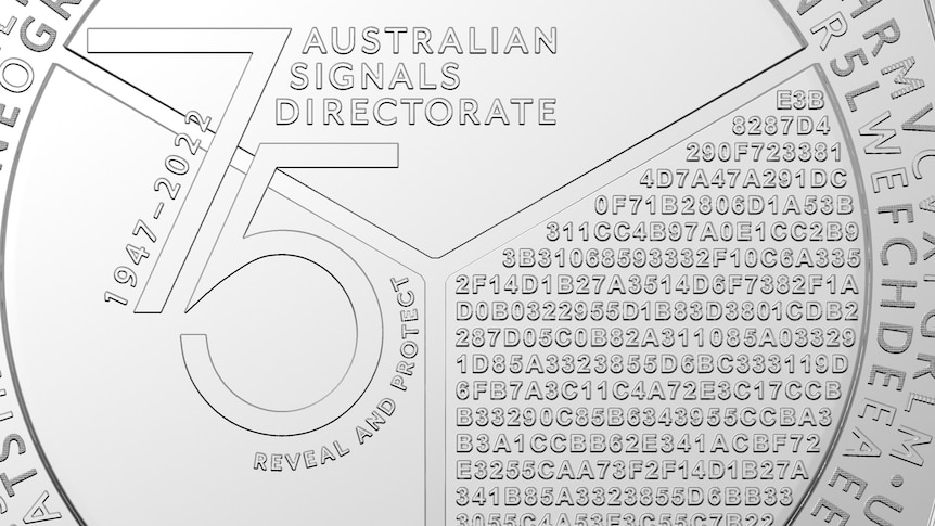 Some of the numbers on the tails side of the Australian Signals Directorate 75th anniversary 50 cent coin.