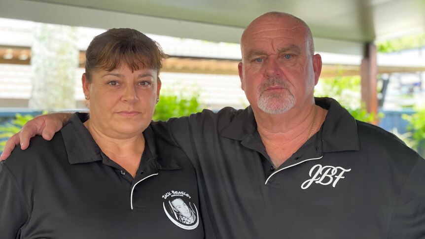 Brett and Belinda Beasley wear JBF black shirts.