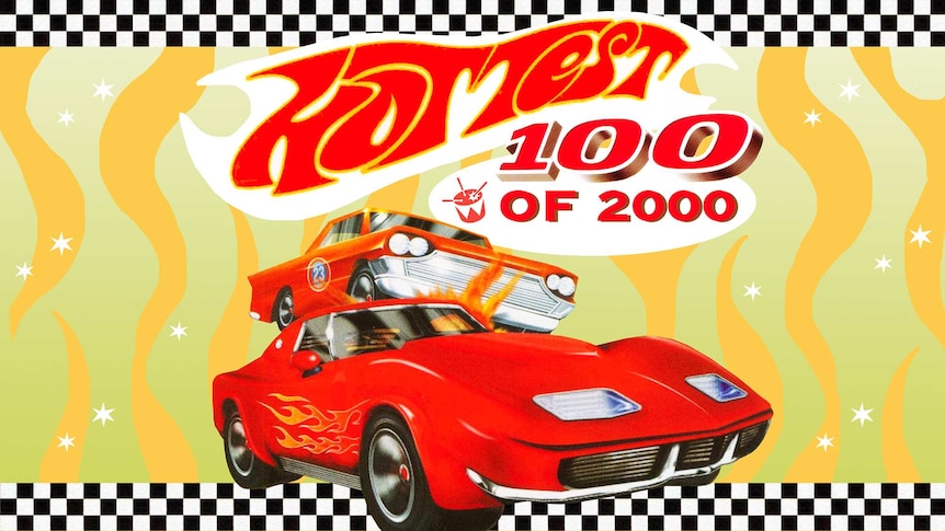 An illustration of two red sports cars and the text Hottest 100 of 2000