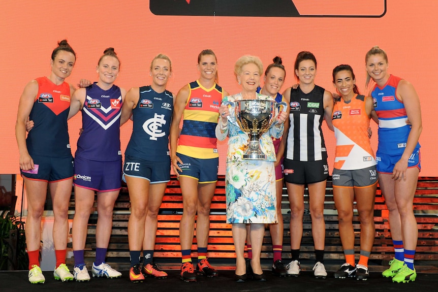 AFLW captains and Susan Alberti