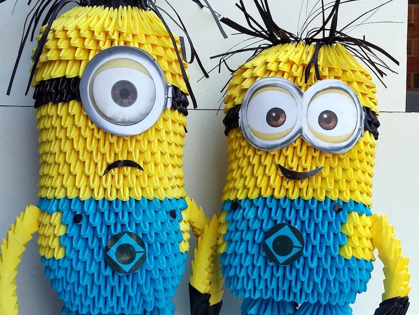 Minions created using origami paper.