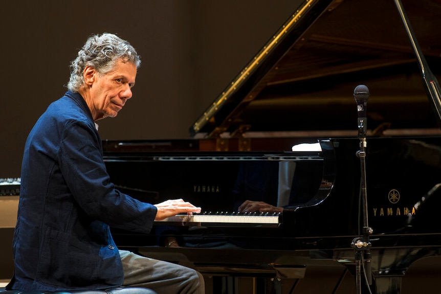 Chick Corea performs with Eddie Gomez and Brian Blade perform during their concert in Moscow, Russia.