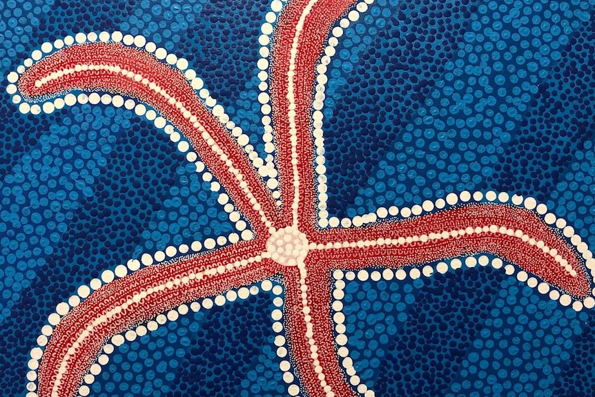 Close up of Starfish painting in dot painting style